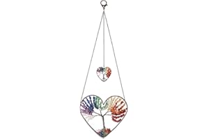 Jovivi 7 Cristaux de guérison des Chakras - Cadeaux spirituels pour Femme - Pierres précieuses Naturelles - Arbre de Vie - Attrape-rêves - Décoration Murale - Accessoires de Pendaison de crémaillère