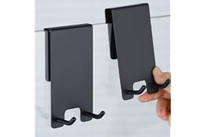 Kegii Duschhaken ohne Bohren - Haken für Duschwand 2er Set mit Gummi Schutz | Halterung für Duschabzieher Handtücher | für Glasstärken von 6-12 mm, Matt Schwarz