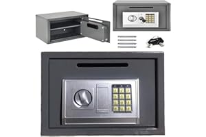 YOUSEAHOME Large Digital Electronic Security Safe Box Fireproof Safe with Digital Keypad,16L Steel Construction Cash Safe for Home Business Jewelry Office Hotel Money Document,Wall Floor Anchoring Grey
