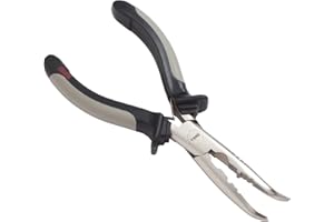 Rapala - Pince de Pêche Curved Fisherman's Pliers - Matériel de Pêche avec Bec Coudé - Article de Pêche en Acier Nickelé - Pince Coupante avec Poignée Ergonomique - 16,5cm - Gris/Noir