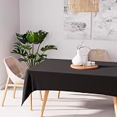Soleil d'ocre, Alix Rectangular Stain Resistant Tablecloth, Polyester, Black, 140 x 300 cm