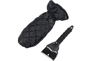 SCLLNDA 1PCS Raschietto Ghiaccio Guanto,Raschiaghiaccio Auto Parabrezza,separabili Kit antighiaccio per Parabrezza e Finestra Automatici per Sbrinare Parabrezza e Finestrini della Macchina Ideale,Nero