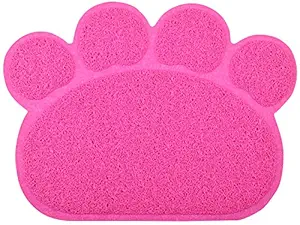 DM Paw-Shaped Cat Litter Box Mat,10 Colors Available,15.75x11.75 Inches (Pink)