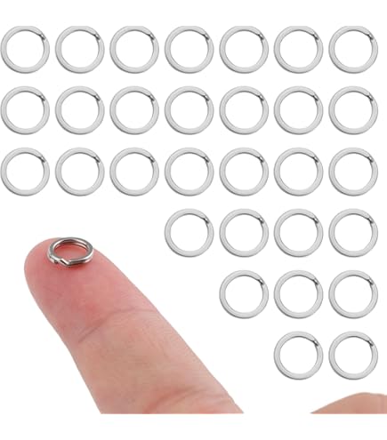 TOAOB 30 stuks Sleutelringen Splitringen Dubbele Lussen Kleine Roestvrij Staal Open Buigringen Zilverkleurig 8 mm Ronde Platte Sleutelhangers voor doe-het-zelf Sieraden Kettingen Armbanden Vishaken