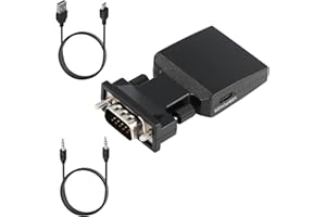 Lumitrex Adaptateur VGA vers HDMI Actif avec Audio et USB 4K Convertisseur VGA Femelle vers HDMI Femelle Plaqués Or 24K pour PS4 PC Ordinateur Portable vers TV Moniteur Projecteur Source de Sortie