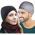 Skull Cap Beanie for Men and Women [2 Pack] – 1 Gray and 1 Black Beanie Hat Helmet Inner Cooling Cap – High-Stretch Beanies Helmet Liner Skull Caps for Men, Women w/Coolmax Insulation Fabric