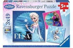 Ravensburger Puzzle 9269 Kraina Lodu. Elsa, Anna I Olaf 3X49 Elementów Puzzle Dla Dzieci (9269) Unikalne Elementy, Technologia Softclick - Klocki Pasują Idealnie ,brązowy