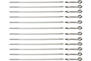 OLYMP 20 brochettes de kebab en acier inoxydable de 60 cm - De 2 mm d'épaisseur et 1,5 mm de largeur - Extra solides - Pour scampura, viande, mangal 12 Stück