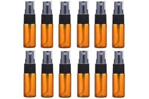 ERICOTRY Braunglasflaschen, leere Sprühflasche, runde Glasflasche mit transparentem Sprüher, perfekt für ätherische Öle, Aromatherapie und Kosmetik, 12 Stück (10 ml)