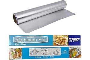 Tezraftaar® 2 x Aluminium Kitchen Foil Roll 450mm x 75m 18" Catering tin Foil Roll Food Freezing Storing Baking