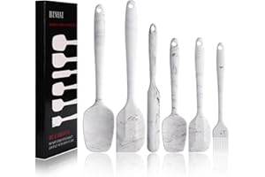 BINHAI Set spatole in silicone - Spatola in gomma Modello in marmo antiaderente 6 pezzi con anima in acciaio inossidabile - Set di utensili da cucina per spatole termoresistenti per cottura