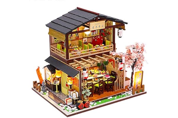 Miniature avec des Meubles de Maison de poupée, kit DIY Dollhouse en Bois Ainsi Que la poussière et, 1:24 Salle créative pour l'idée Cadeau Saint Valentin