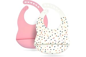 LAUTOKI - Babero silicona bebe - Pack 2 Babero silicona - Baberos bebe impermeables - Baberos bebe - Babete impermeável bebe - Baberos impermeables bebe - Babero impermeable - Babero BLW - Babero bebe