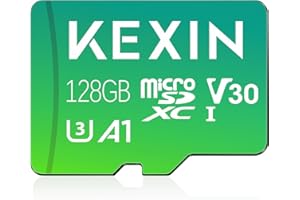 KEXIN Carte Micro SD 128 Go Contient Adaptateur SD, Carte Mémoire 128Go microSDXC Full HD & 4K UHD UHS-I U3 V30 A1 Micro Carte SD Stockage Externe pour GoPro, Drone, Appareil Photo