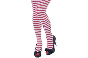 Smiffys Opaque & Comfortable Striped Tights for Fancy Dress Halloween Costume Red/White Adult