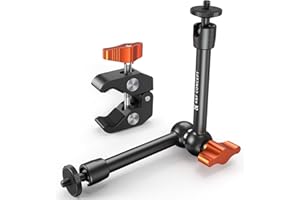 K&F CONCEPT Bras Magique 9.8 Pouce avec Pince Super Clamp et Vis 1/4'' 3/8", Support Articulé Réglable pour Moniteur, Appareil Photo, Lumière LED, Microphone, Trépied Vidéo
