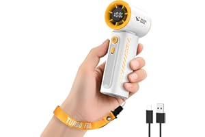 ‎SMILING SHARK Smiling Shark TF-02 Tragbarer Turbo Handventilator, 1-100 Stufen Einstellbare Tragbarer Mini Handventilator [12Hrs Max] mit LED Anzeige/Lanyard/Basis, 2-in-1 Hand/Tischventilator für Outdoor Indoor