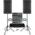 VONYX VSA150S Live Band PA System with Club XS10 Mixer - 15-Inch Speakers, Full PA Setup for Live Band Applications, Complete Sound System for Bands and Performances in Medium-Sized Venues