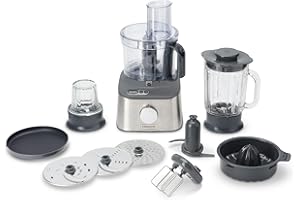 ‎KENWOOD Kenwood MultiPro Compact+ FDM 313SS Kompaktowy robot kuchenny, wydajne urządzenie kuchenne z pojemnikiem roboczym 2,1 l, zintegrowana waga, w zestawie 9 części, metalowa obudowa, 800 W, kolor srebrny