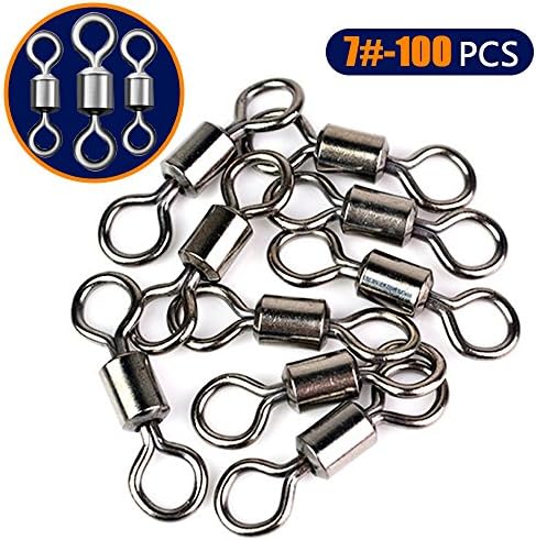 Coardor Swivels Fishing 100 in 1 kit Ball Bearing Connector Swivel for Carp Fishing with Solid Rings Size 7 11.8mm 20kg