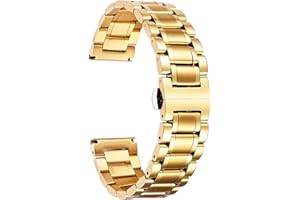 BINLUN Stainless Steel Watch Bands 12mm-24mm Replacement Smart Watch Straps with Straight&Curved Ends Universal fit for Samsung Galaxy Watch 6/5/4/3,Fit for Garmin Watch Women/Men