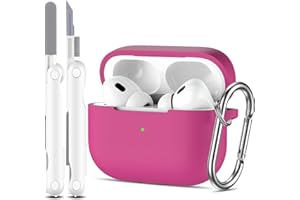R-fun AirPods Pro 2. / 1. Generation Schutzhülle Hülle Case mit Reinigungsset,Vollsilikonschutz für Apple AirPods Pro 2023/2022/2019 Ladehülle [Front-LED Sichtbar]-Rosenrosa
