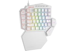 Redragon K585 DITI jednoręczna mechaniczna klawiatura do gier RGB, profesjonalna klawiatura do gier typu C z 7 wbudowanymi klawiszami makro, odłączaną podpórką pod nadgarstek, 42 klawisze (biały,