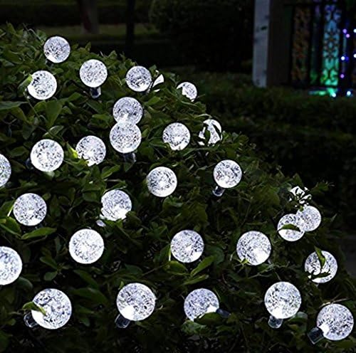 Kitlit 30 LED Crystal Balls Solar String Lights Garden String Indoor Outdoor Globe Fairy String Lights Starry Lights for Garden/Home/Wedding/Patio/Holiday Party White 6M