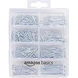 Amazon Basics, kit di 550 chiodi assortiti - comprende chiodi per finitura, da carpentiere, chiodi comuni, senza testa e per 