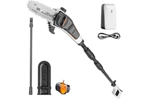 Litheli Hochentaster Akku U20-PS, Astsäge Teleskop Akku zum Schneiden und Beschneiden von Ästen (2,0Ah, 8 m/s Kettengeschwindigkeit, 20 cm Schwertlänge, 140 ml autom. Kettenschmierung, inkl. Zubehör)