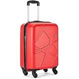 Safari Pentagon Trolley Bag, Suitcase for Travel, 4 Wheel Red Luggage for Men and Women, Polypropylene Hard Side Cabin and Ch