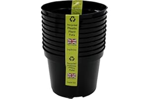 Kingston Tools Premium Recycled Plastic Garden Planter Pot – Heavy Duty Plant Flower Pots – Indoor Outdoor Home Décor Gardening Planters – Capacity: 2L, Black – Pack of 10