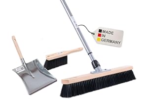 ‎BAWITEC BawiTec Profi Kehrbesen Set Kehrset XL Besen 60cm Saalbesen #0715 inkl. Metall-Teleskopstiel verstellbar,Handfeger 28cm,Metall-Kehrschaufel mit Holzgriff,stabil robust,feine weiche Kunsthaar-Borsten