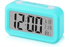 Sarsumir Réveil Numérique Reveille Digital Reveil Matin Silencieux et Intelligent à Piles avec LED Reveil Lumineux avec Fonction Snooze Date Température pour Enfant Ado Fille Garcon Adulte, Bleu