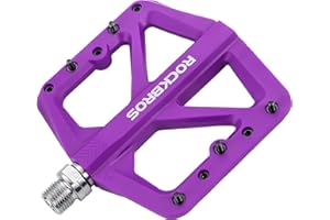 ROCKBROS Pedali MTB in Nylon, Pedali Flat per Bici Bicicletta, Universale Filettura 9/16", con Cuscinetti DU Sigillati, Chiodi Antiscivolo, Supergicie Larga e Ultraleggero