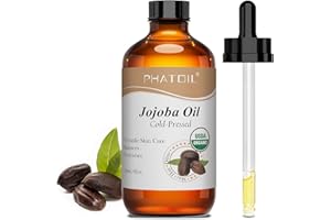 PHATOIL Huile de Jojoba Bio 118ML, Organic Jojoba Oil 100% Naturelle Pure - Pressée À Froid - Sans Hexane - Huile Hydratante pour Peau, Cheveux, Corps, Ongles, Avec Pipette