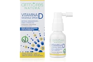Armores Natura Integratori Alimentari, Vitamina D Vegetale Spray, Integratore a Base di Vitamina D3, Origine Vegetale, con Oli Essenziali di Arancia, Menta e Limone, Vegano, Formato 20 ml