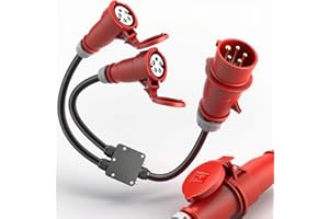 AIFIZO Starkstrom Adapter, Adapter 32A auf 16A 400V, CEE Stecker Verlängerungskabel 150cm IP44, 5-polig Industriestecker, für Baustelle, Werkstatt, Außenbereich