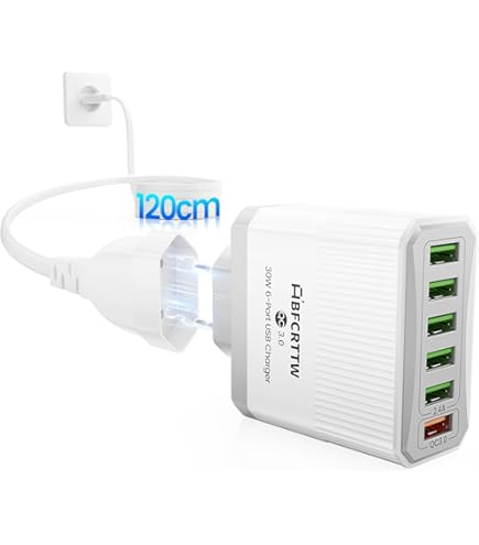 USB C-oplader, 50W 5-poorts snellaadblok, met 3 USB C en 2 QC, PD snellader, USB C wandlader type C laadstekker, compatibel met iPhone 12/13/14/15/Samsung S23/S22/S21/Xiaomi/Huawei/Oppo