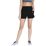 Sports Shorts for Women Running Gym Workout – Dry Fit Quick Dry Double Layer Inner Compression with Pockets | Breathable Lightweight Athletic Wear Above Knee
