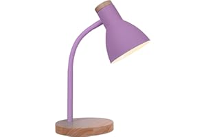 BEL AIR HOME - Lampada Flexo ARGOS E-27, Legno Nero | Illuminazione Studio, Lavoro, Lettura | Braccio Flessibile | Perfetta per Studenti, Professionisti (LAMPADINA NON INCLUSA) (VIOLA)