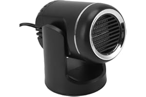 PUSOKEI Przenośna Nagrzewnica Samochodowa, 12V 120W Szybkie Nagrzewanie Odszraniania Przedniej Szyby, 2 w 1 Wentylator Chłodzący Samochód, Stała Temperatura, Wtykowy Wentylator z Obrotem 360 °