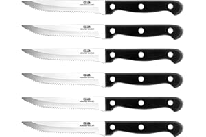 G.a HOMEFAVOR 6 pièces Couteaux à Steak de Cuisine avec Lame Dentelée, Couteau Viande Couteaux de Table en acier inoxydable, Steak Knives Set for Hom