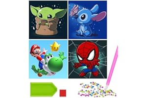 Jinhuaxin 4 Stücke DIY 5D Diamond Painting Kinder Diamond Painting Erwachsene Diamond Painting Anime für Geburtstagsgeschenk
