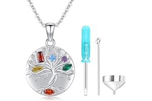 Friggem Collar para Cenizas, Colgante de Cenizas Árbol de la Vida Plata de ley 925 Urna Collar Cremación Joyería Medallón Conmemorativo para Mujer Niña
