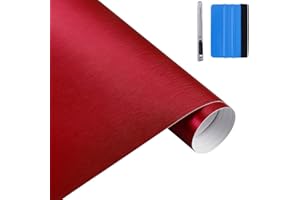 NewL 30 cm x 150 cm rosso spazzolato in acciaio inox metallico pellicola avvolgente in vinile opaco spazzolato cromato adesivo foglio adesivo per auto per mobili portatili motore
