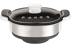 Moulinex Cuiseur Vapeur XF384B10 Accessoire Companion Officiel Bol Collecteur Jus Compatible avec Tous les Robots Cuisine Companion, Argenté