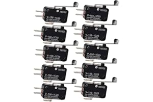 DollaTek 10 Pcs V-156-1C25 Interruptor de Límite Micro con Largo Bisagra Roller Momentáneo SPDT Acción Rápida para Arduino