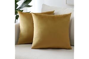 Sungeek Confezione da 2 Federe in Velluto, Fodere per Cuscini Decorativi Morbidi Copricuscini Divano di Lusso per Divano Letto Soggiorno Camera da Letto (60x60cm, Oro)
