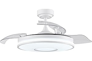 FABRILAMP TODOLAMPARA - VENTILADOR DE TECHO LUZ LED DC DANI BLANCO ASPAS DESPLEGABLES 108D 6 VELOCIDADES REMOTO+TEMPORIZA+MEMORIA